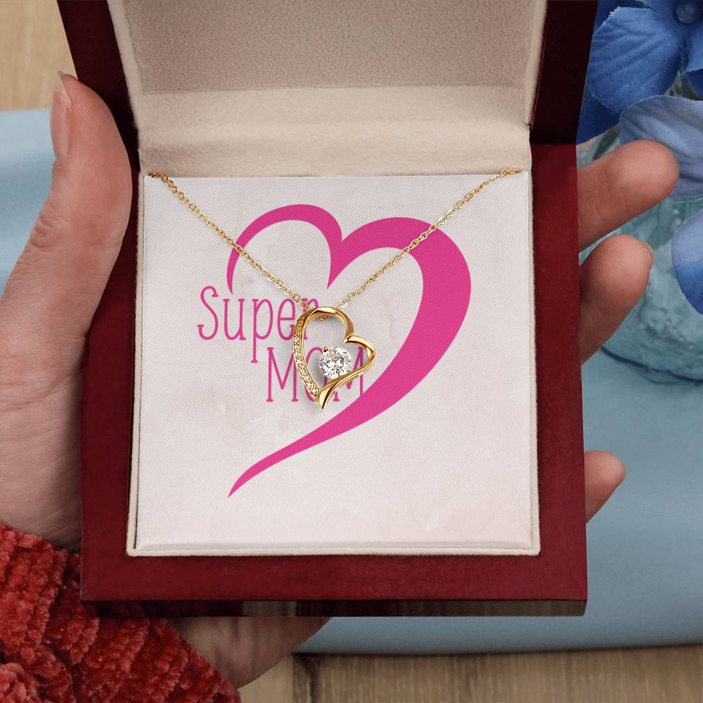 Super Mom Heart Necklace, Gift for Mom