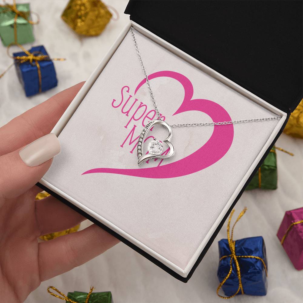 Super Mom Heart Necklace, Gift for Mom