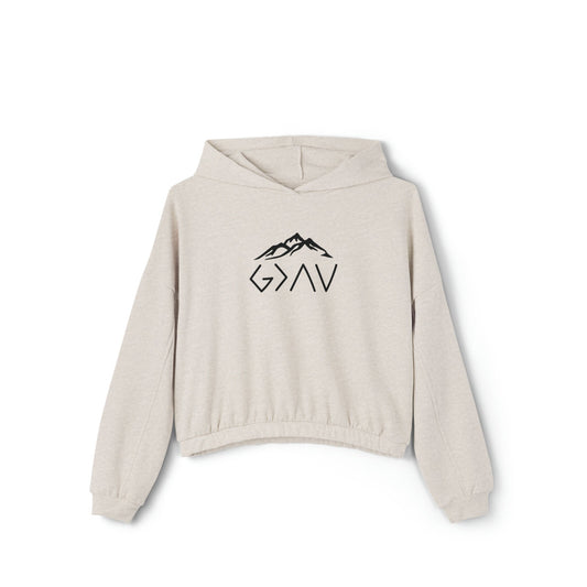 God Is Greater Than The Highs And Lows Women's Cinched Bottom Hoodie, Christian Hoodie, Faith Sweatshirt