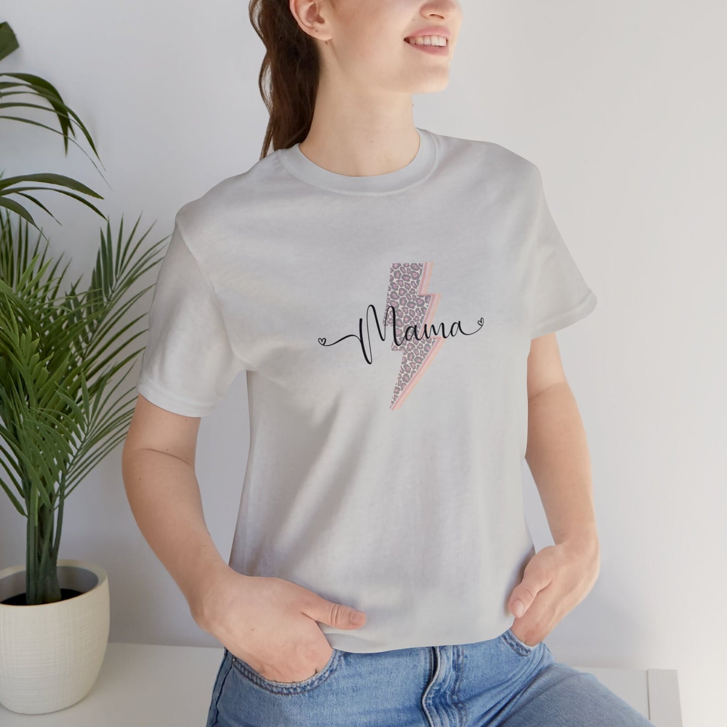 Mama Leopard Lightening Bolt Unisex Jersey Short Sleeve Tee, Gifts for her, Mom gifts