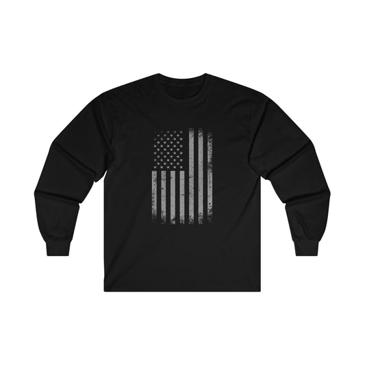 American Flag Ultra Cotton Long Sleeve Tee, USA, Military Gift, Gift for him