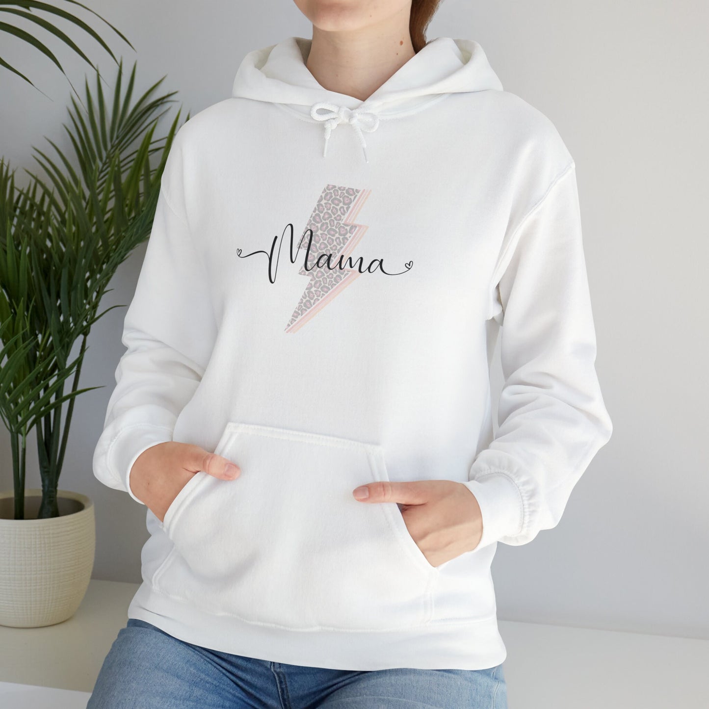 Mama Leopard Lightening Bolt Unisex Heavy Blend Hooded Sweatshirt, Gifts for her, Gifts for Mom